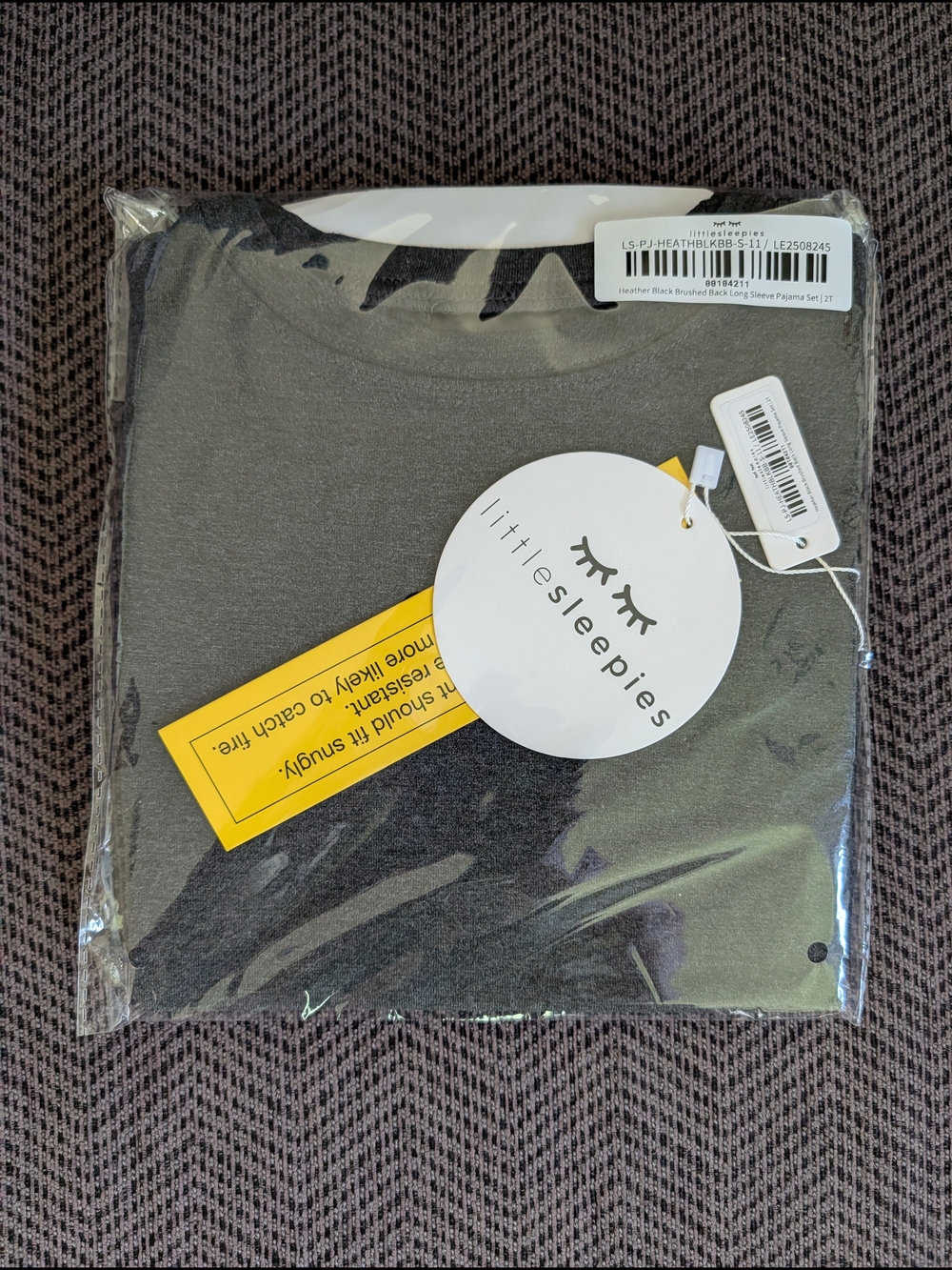 Little Sleepies Cozy Brushed Black Heather Black Bamboo Pajamas 2T